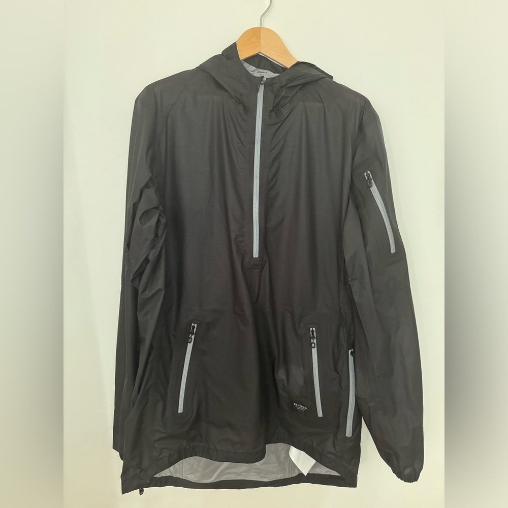Men’s lightweight quarter zip rain jacket. Black. Xl Long. Beyond Clothing